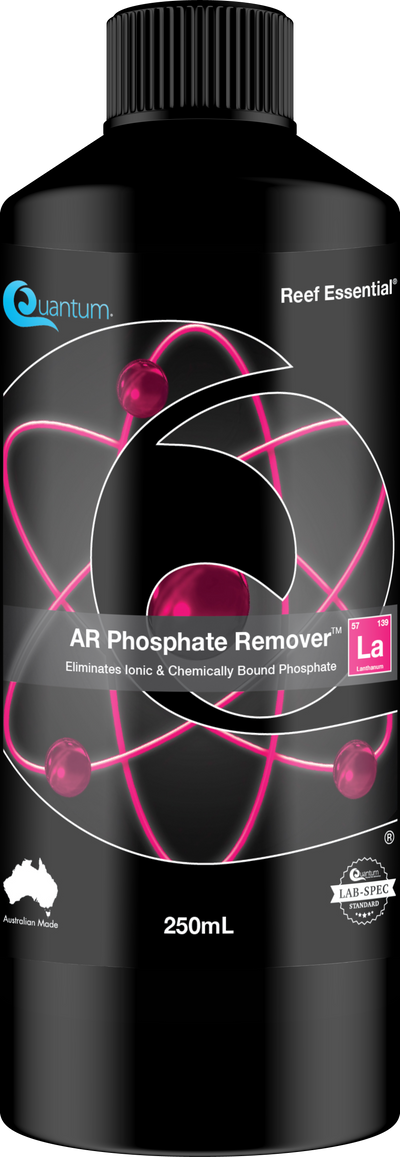 Quantum Phosphate Remover 250 mL bottle, lanthanum PO4 remover for reef tanks