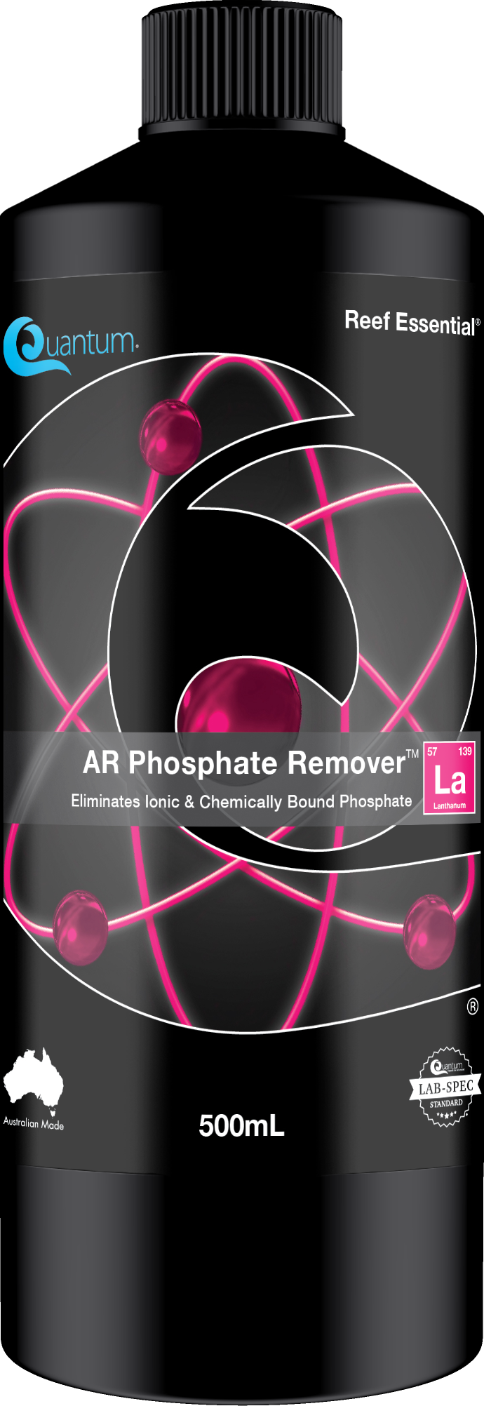Quantum Phosphate Remover 500 mL bottle, lanthanum PO4 remover for reef tanks