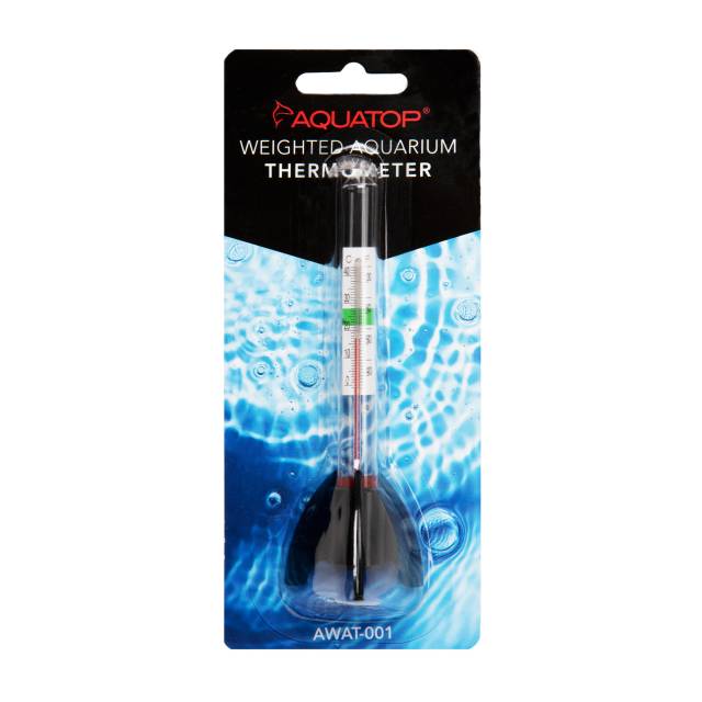 Aquatop AWAT-001 weighted glass thermometer retail card, front