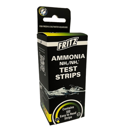 Fritz Ammonia Test Strips - 100-count bottle for total ammonia (NH3/NH4+) in freshwater and saltwater aquariums