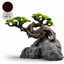 Aquatop Bonsai Tree ornament, Brazilian Tree, a wind-bent trunk growing from a grey rock base