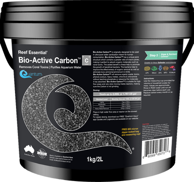 Quantum Bio-Active Carbon 1kg bucket, reef and marine activated carbon filter media