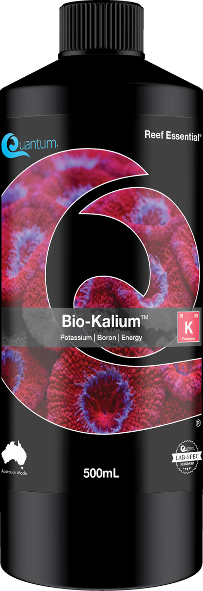 Quantum Bio-Kalium reef supplement label - complexed potassium and boron for red coral color