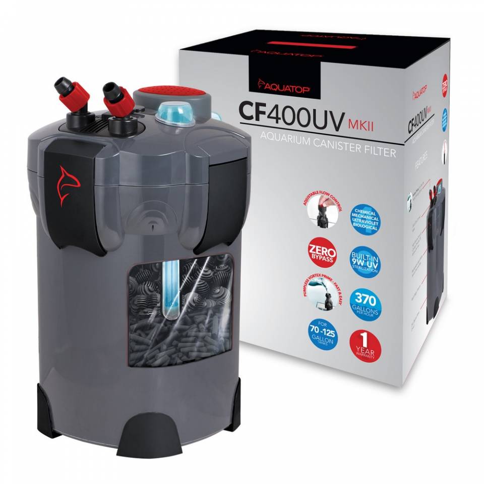 Aquatop CF400 UV MKII canister filter with box and built-in 9W UV sterilizer