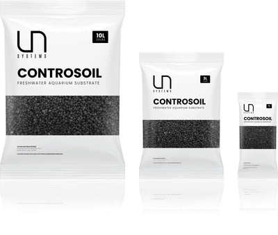 UNS Controsoil black bags in 10L, 3L and 1L sizes side by side