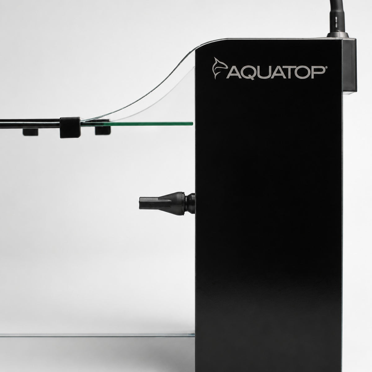 The slim rear filtration chamber from outside, with the power lead exiting at the back