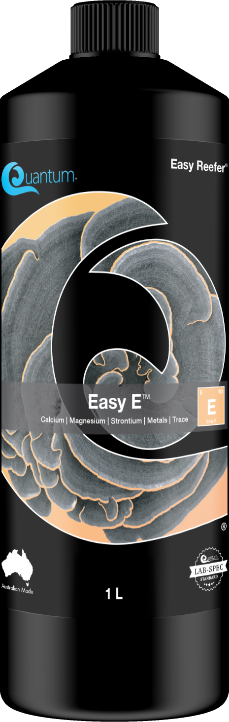 Quantum Easy E reef calcium supplement label - ionic and complexed calcium for coral skeletons