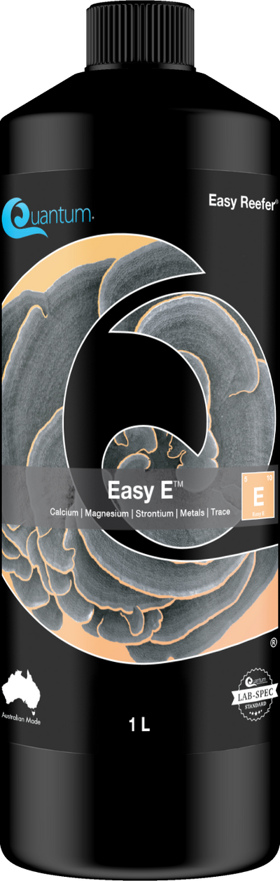 Quantum Easy E reef calcium supplement label - ionic and complexed calcium for coral skeletons