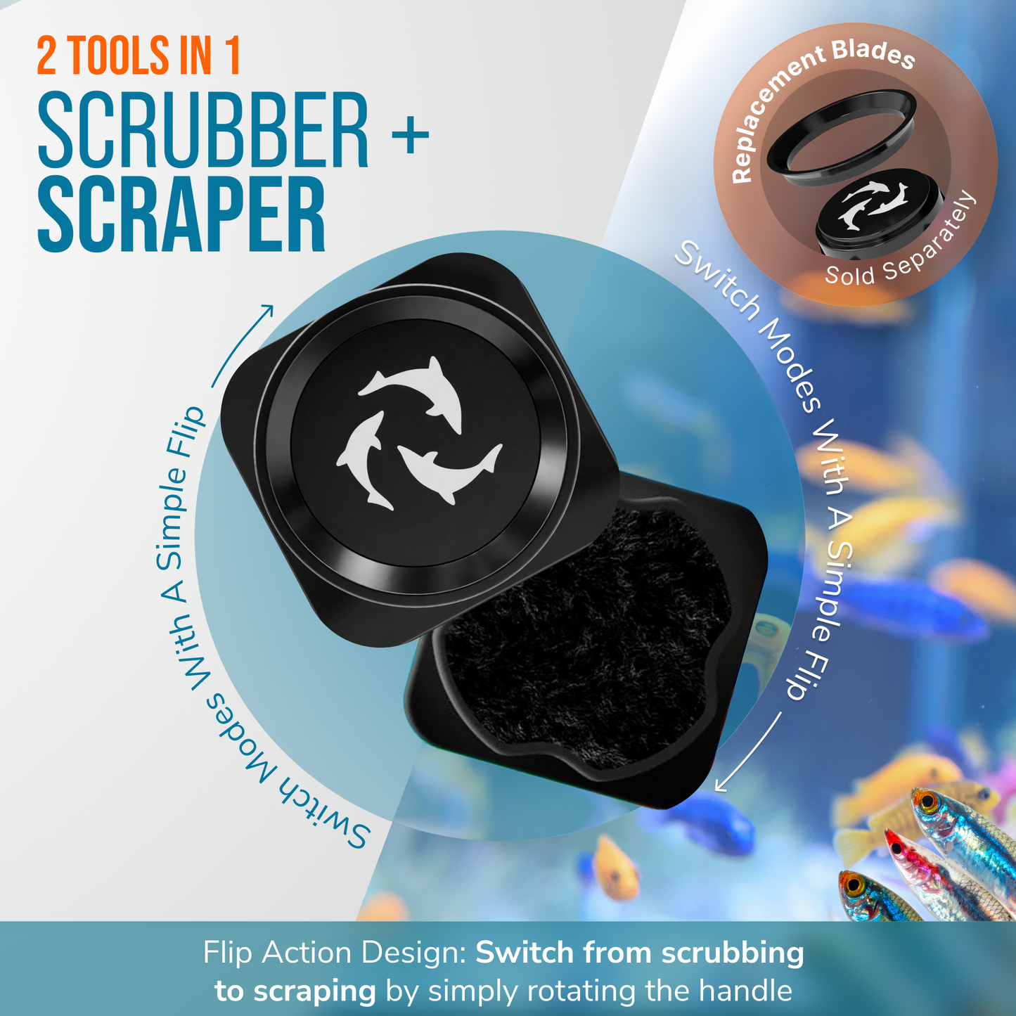 Flipper Pico 2 tools in 1 scrubber and scraper flip action