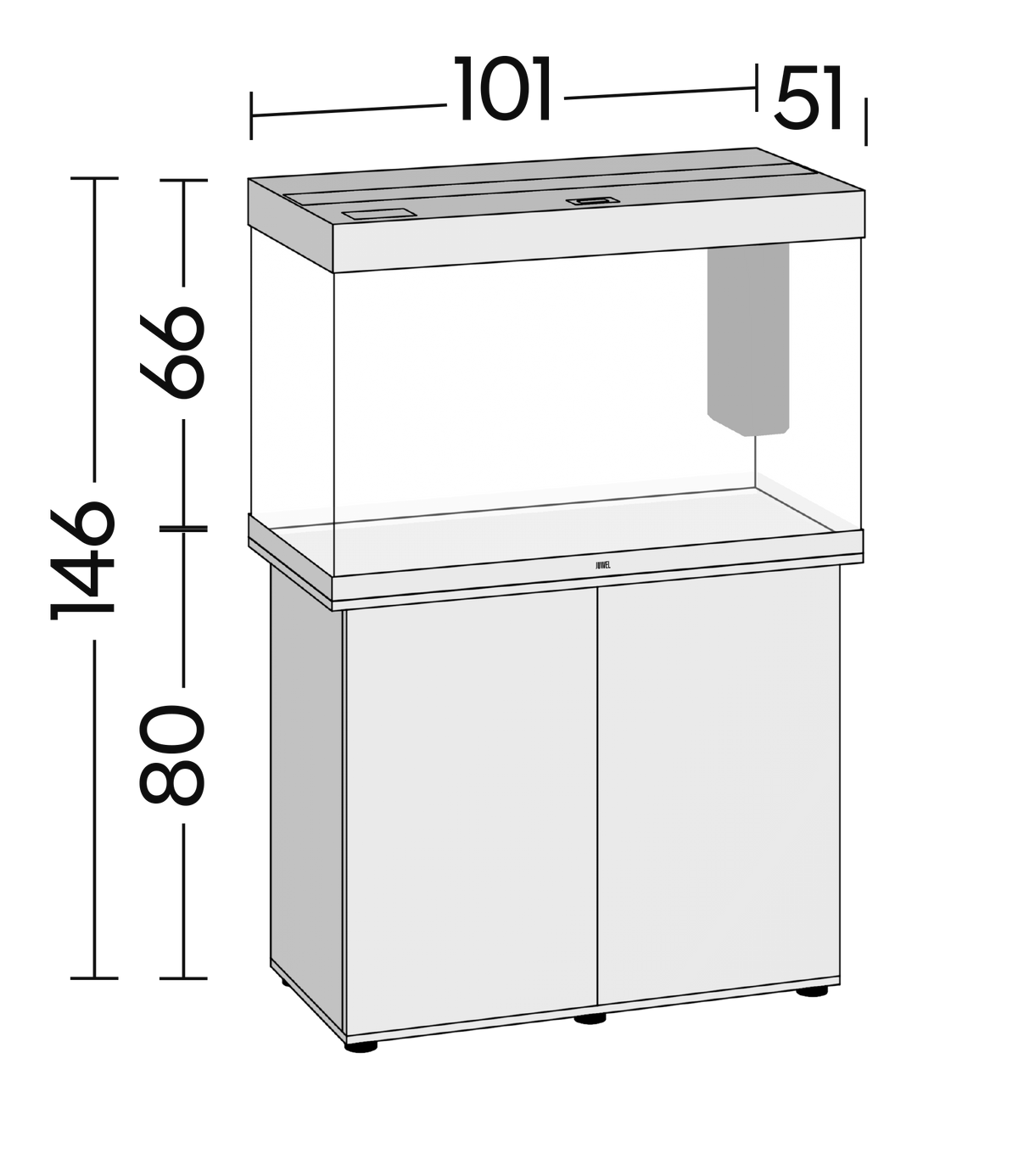 Juwel Rio 290 LED dimensions drawing