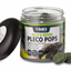 KatsAquatics Kelp and Wood Pleco Pops jar with wafers beside it