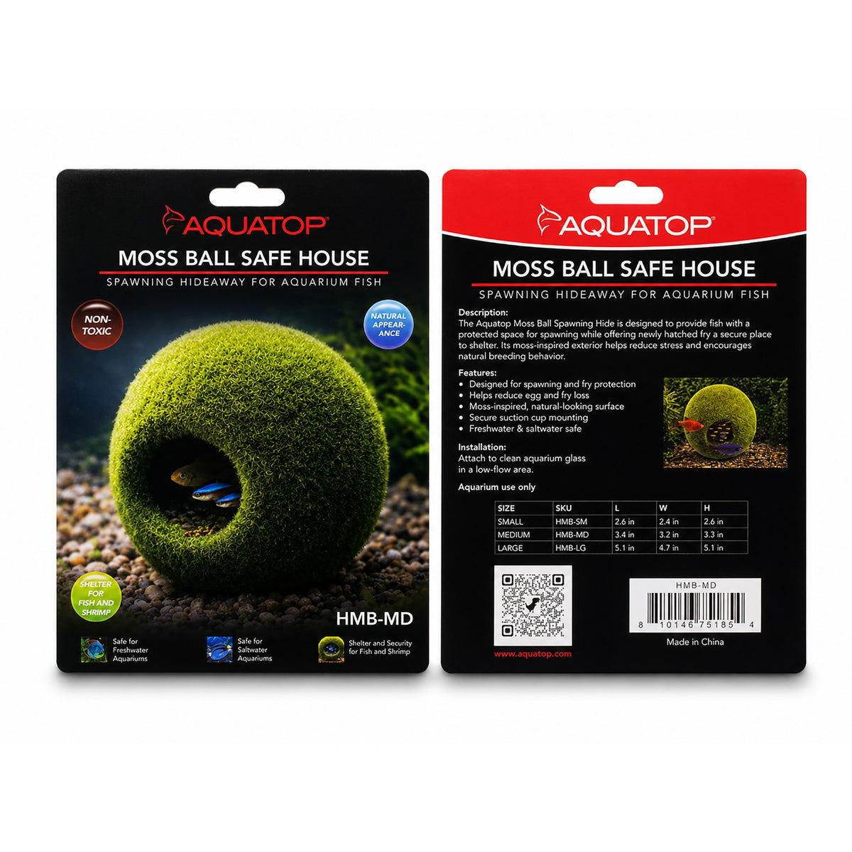 Aquatop Moss Ball Safe House Medium, retail card