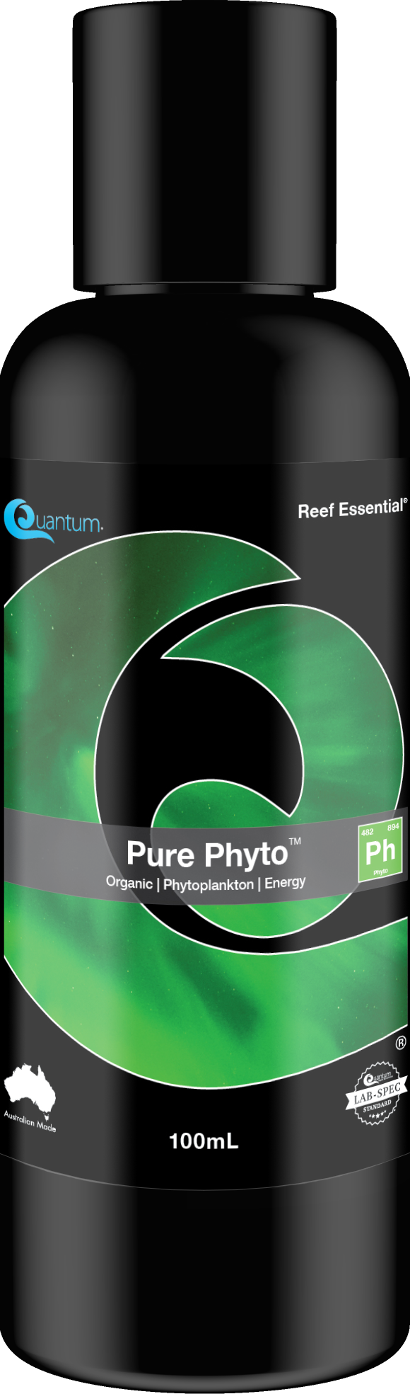 Quantum Pure Phyto 100 mL bottle, marine phytoplankton coral and filter-feeder food for reef aquariums