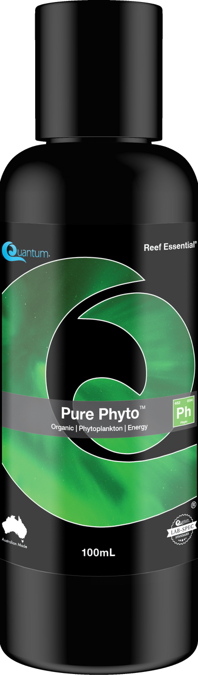 Quantum Pure Phyto 100 mL bottle, marine phytoplankton coral and filter-feeder food for reef aquariums