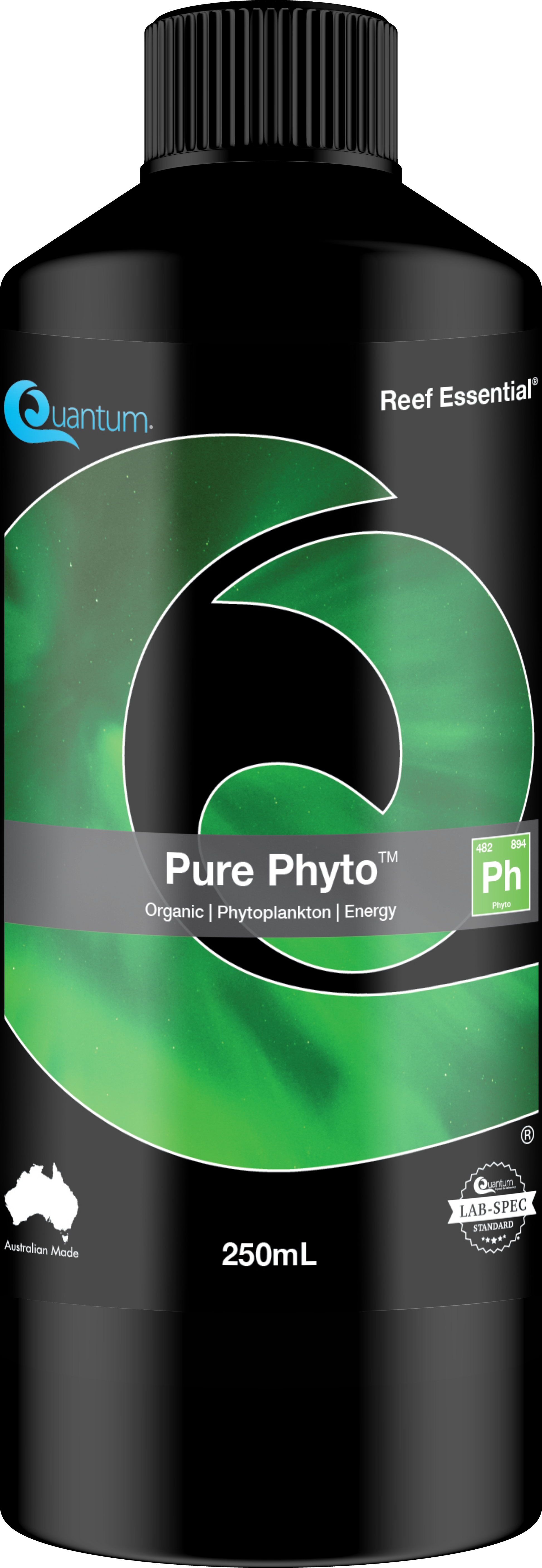 Quantum Pure Phyto 250 mL bottle, reef phytoplankton supplement with phycocyanin for corals