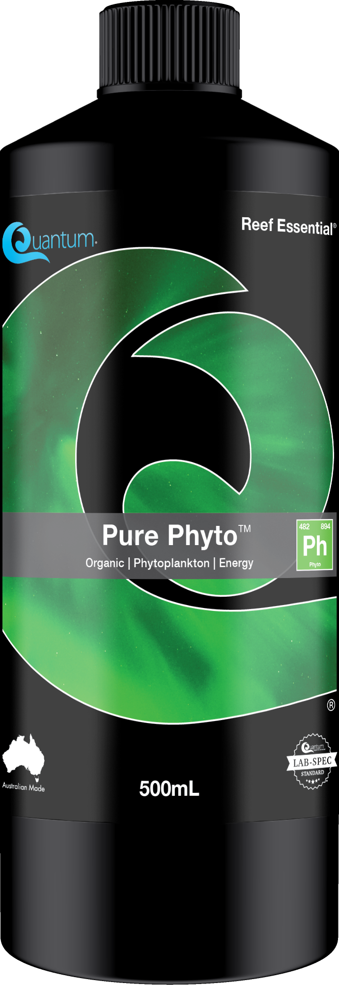 Quantum Pure Phyto 500 mL bottle, marine phytoplankton coral food for saltwater reef tanks