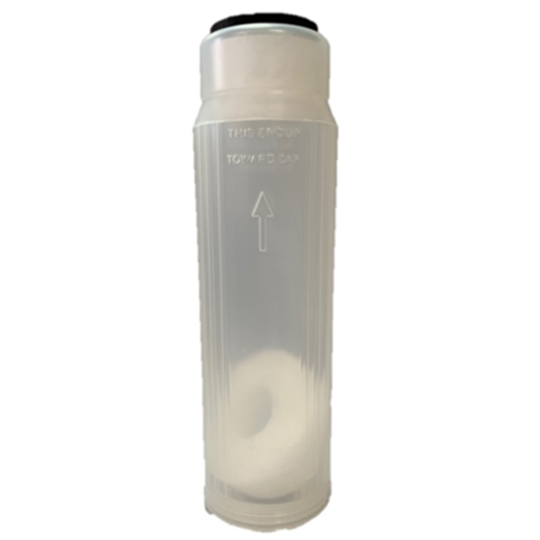 10 inch clear refillable RO/DI filter cartridge with screw-off bottom