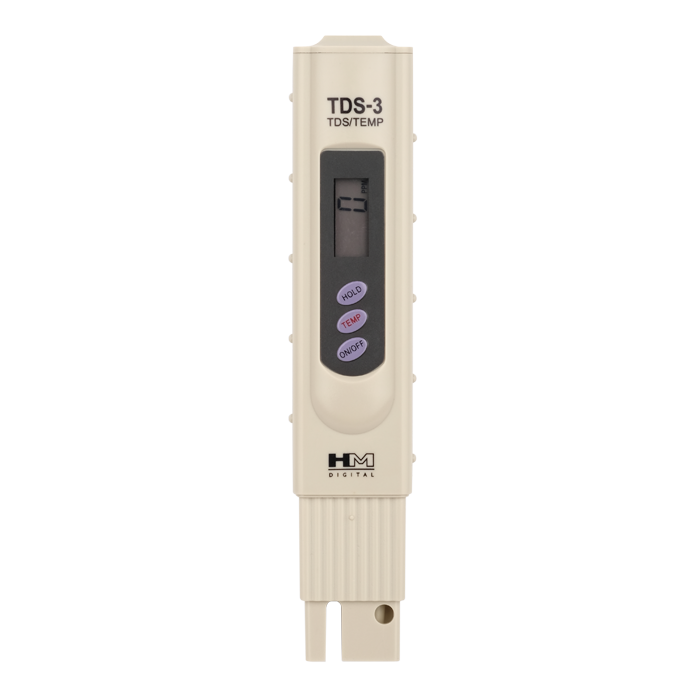 HM Digital TDS-3 handheld TDS and temperature meter, front view