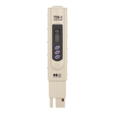HM Digital TDS-3 handheld TDS and temperature meter, front view