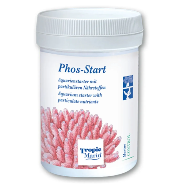 Tropic Marin Phos-Start 75 g jar of particulate phosphate supplement for new reef aquariums