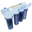 Air Water Ice Typhoon III 100 GPD RO/DI system, left-side view with tubing, valves, and handheld TDS meter