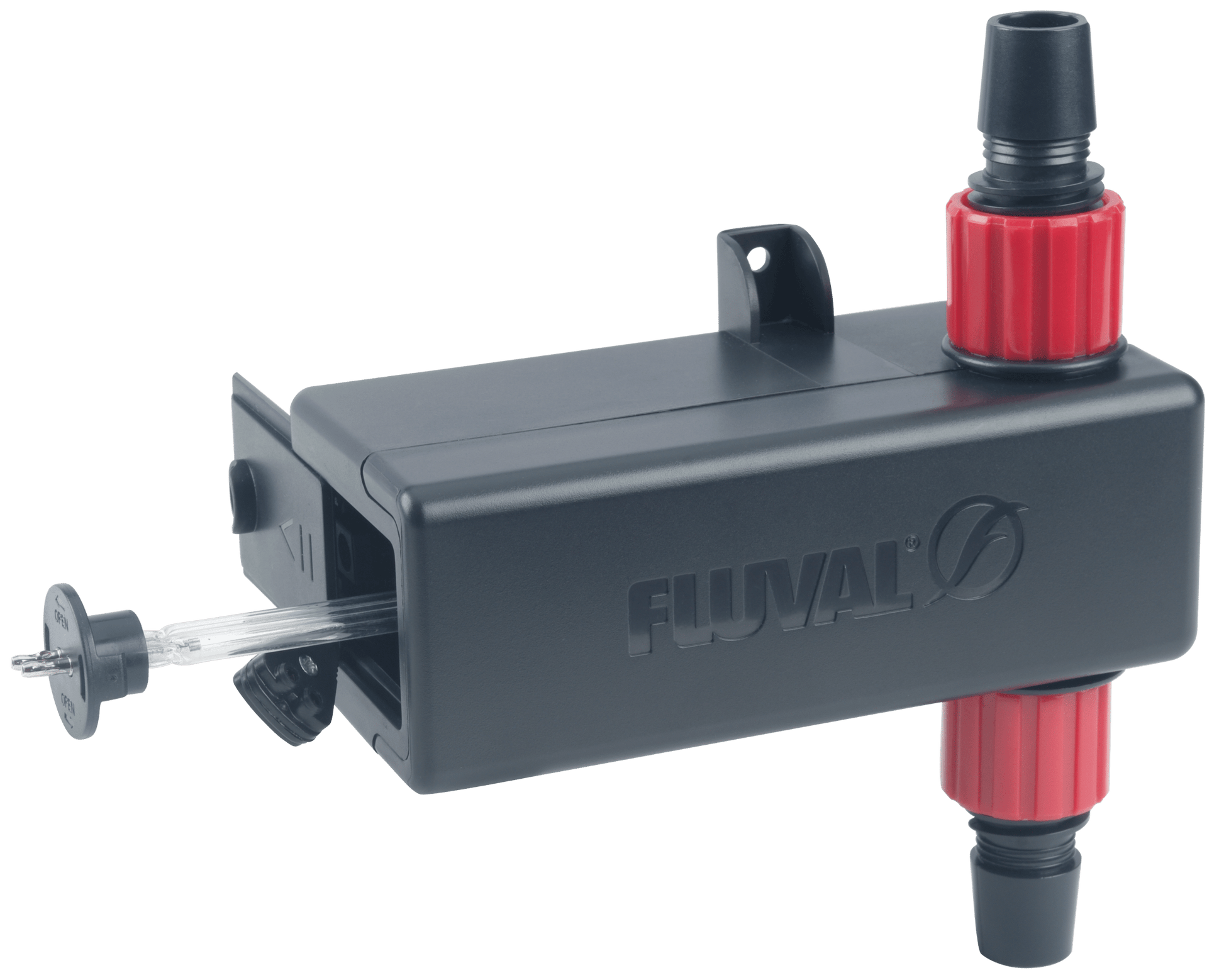 Fluval UVC In-Line Clarifier connected in-line with UV light on