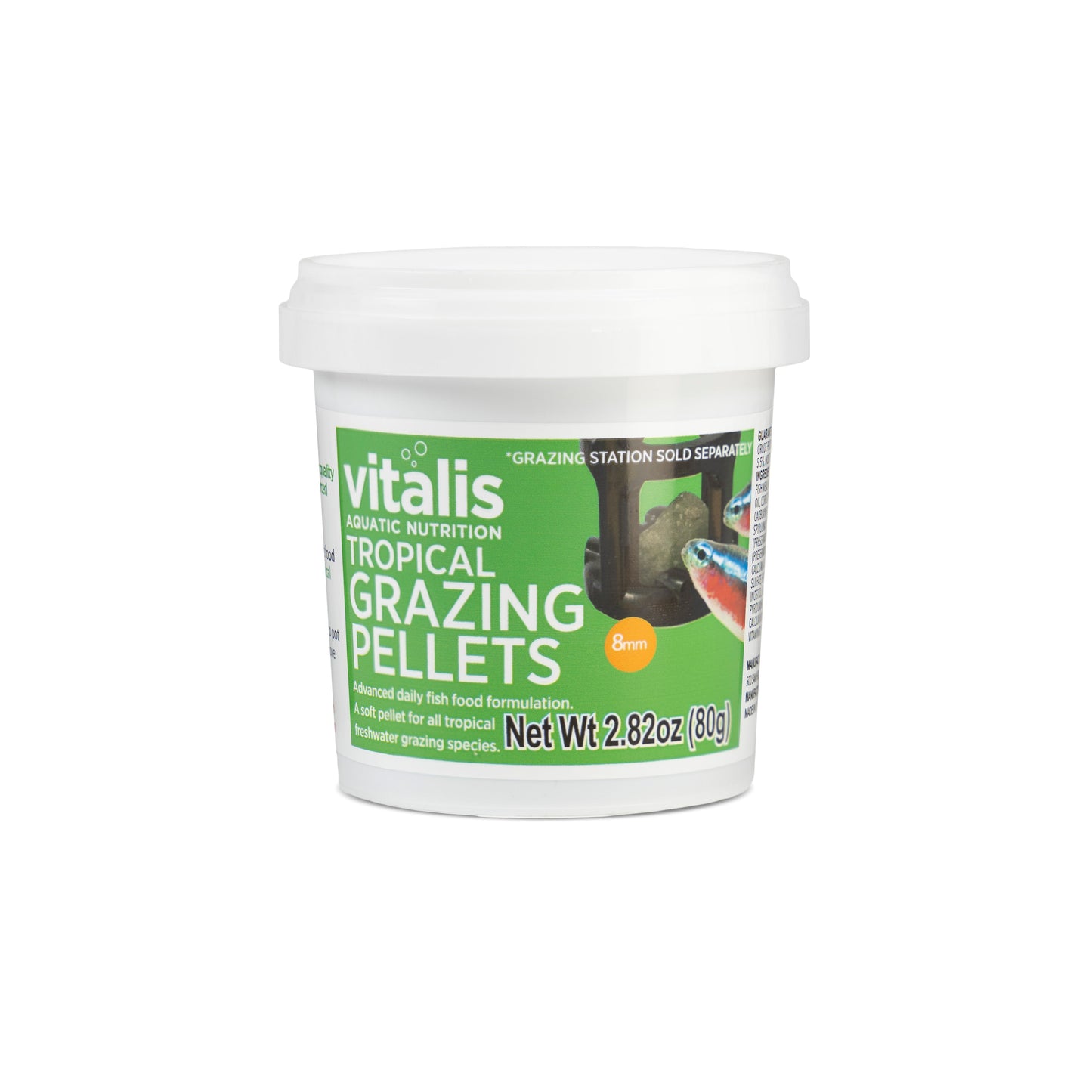 Vitalis Tropical Grazing Pellets 8mm slow-sinking freshwater fish food 80g