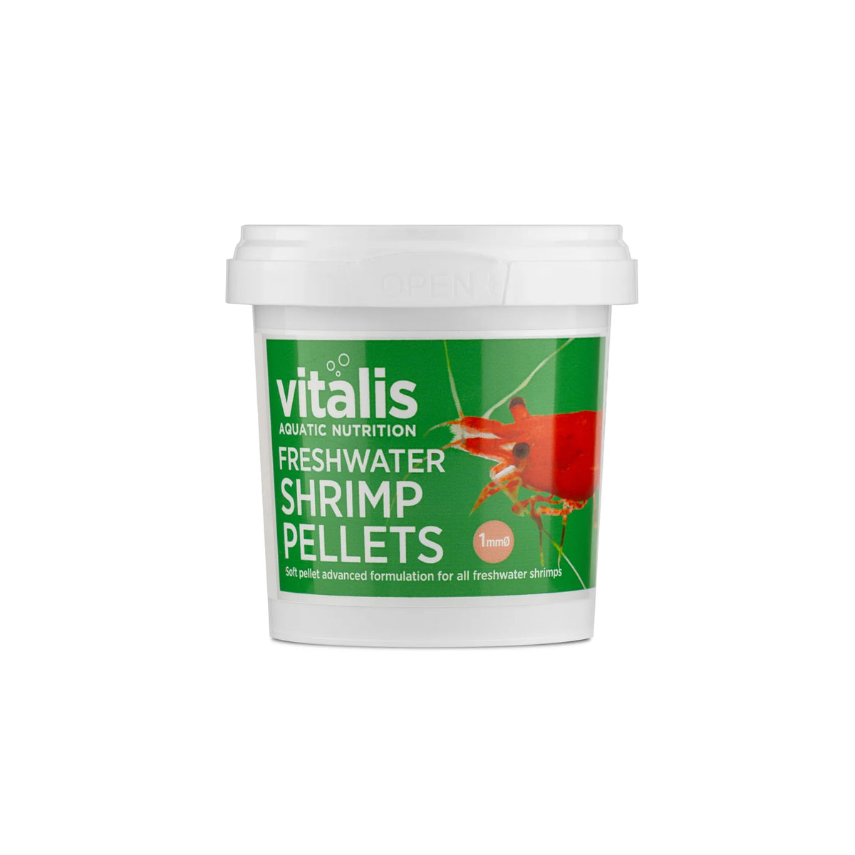 Vitalis Freshwater Shrimp Pellets 1mm 70g pot, shrimp food