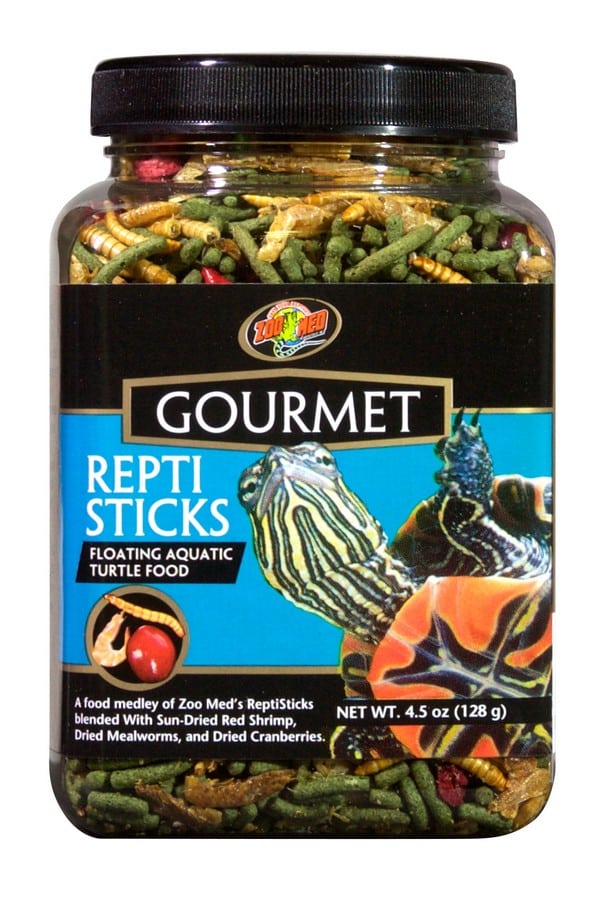 Zoo Med Gourmet ReptiSticks 4.5 oz jar, floating aquatic turtle sticks with shrimp, mealworms, and cranberries