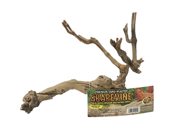Zoo Med Premium Sand Blasted Grapevine Medium 12 inch natural climbing branch for reptile terrariums
