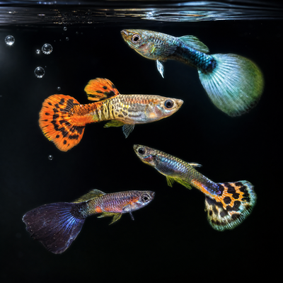 Assorted Guppy (Poecilia reticulata) freshwater livebearer fish, mixed colors, male or female