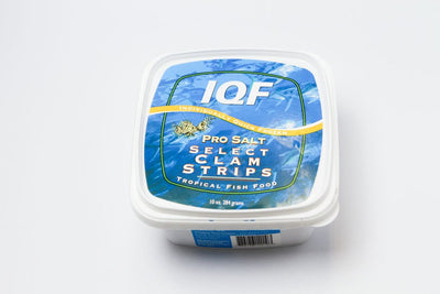 Pro Salt IQF Select Clam Strips frozen fish food in its resealable tub