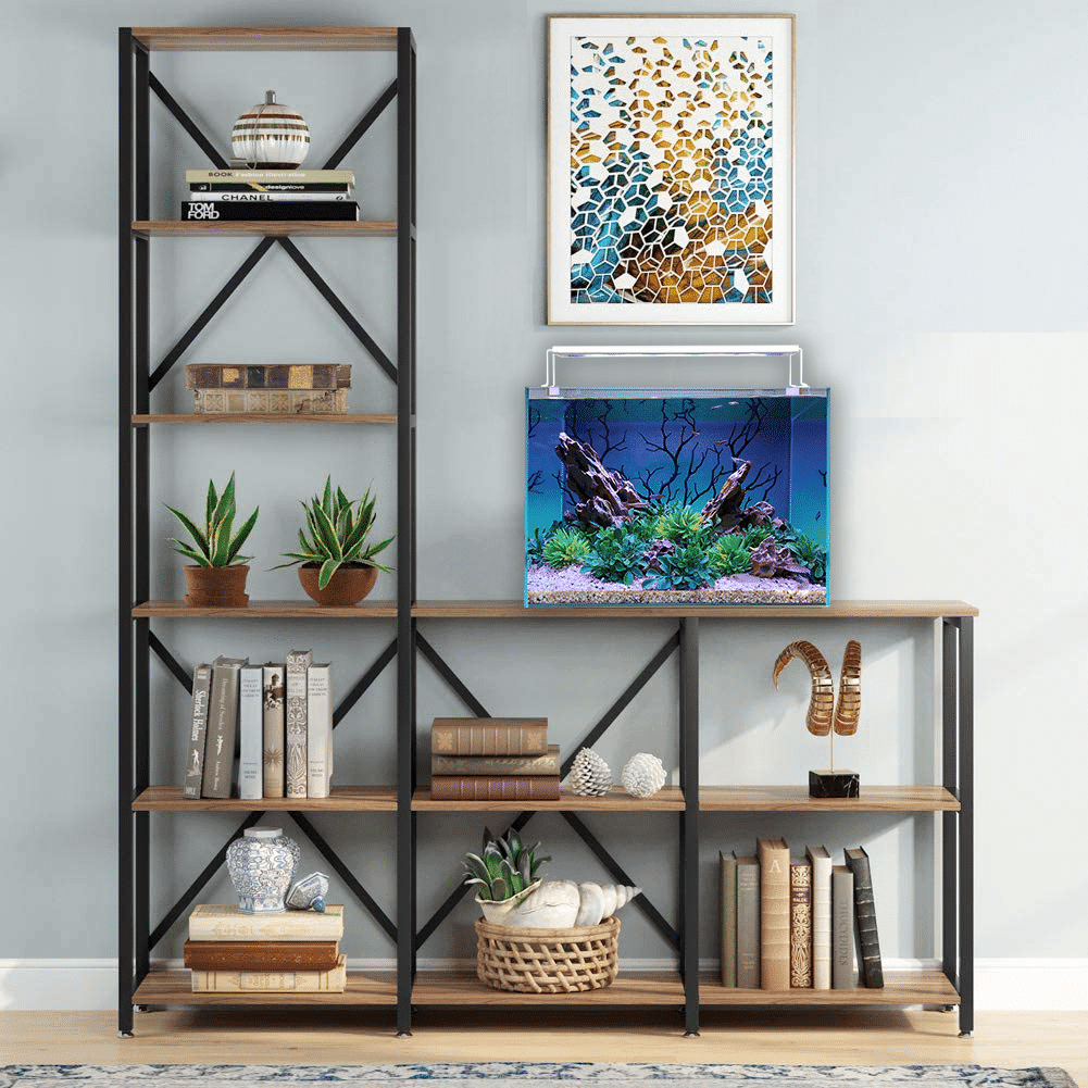 Current USA Serene 13 gallon aquarium displayed on a living room shelf