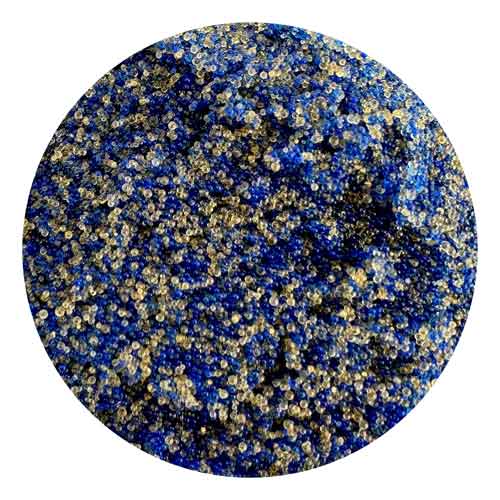 Close up of color changing mixed bed DI resin beads
