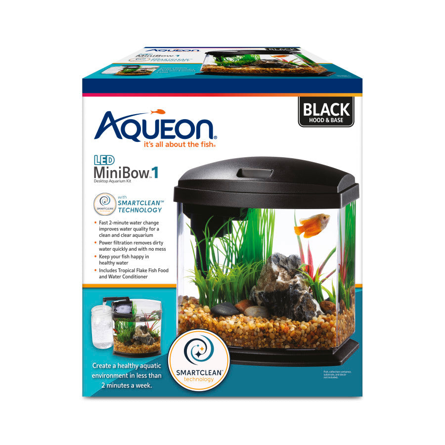 Aqueon LED MiniBow 1 Gallon Kit box, black hood and base