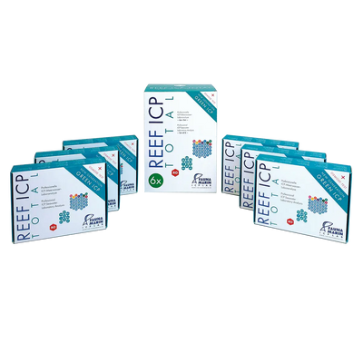 Fauna Marin ICPTSET | Reef ICP TOTAL Test Set (6 Pack) | Professional Water Analysis Kit displayed in a group.