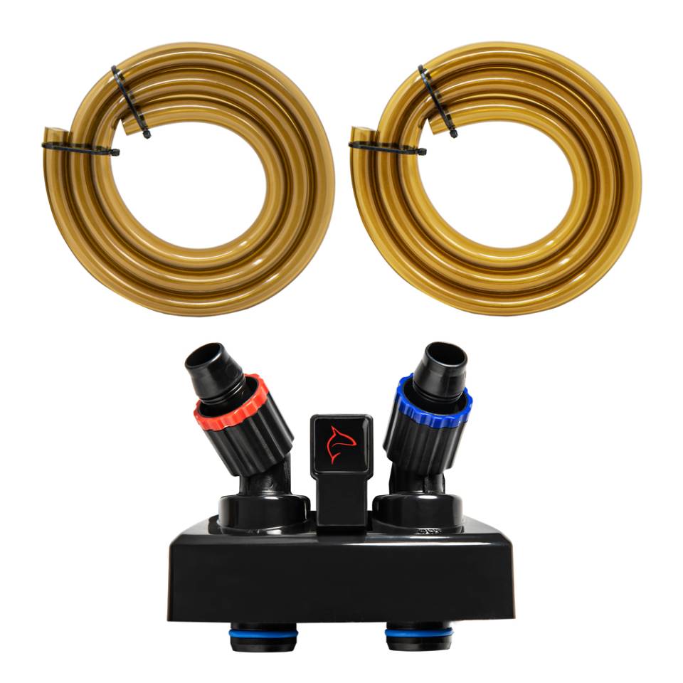 Aquatop Forza intake and output tubing with color-coded quick-disconnect valve