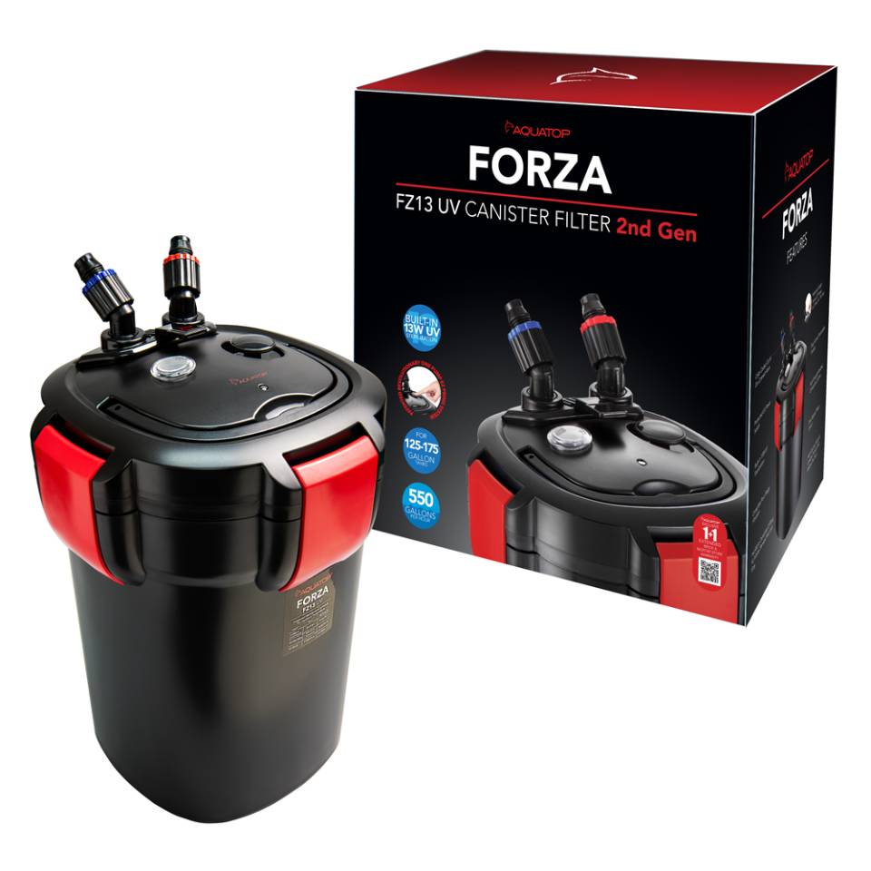 Aquatop Forza FZ13 UV canister filter with box, 550 GPH for 125 to 175 gallon tanks