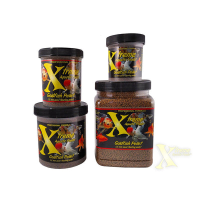 Xtreme Goldfish Pellets available in 5 oz, 10 oz and 20 oz sizes