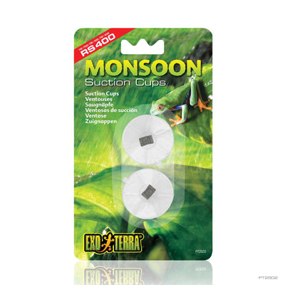 Exo Terra Monsoon Suction Cups 2 pack packaging, tubing clips for the Monsoon misting system