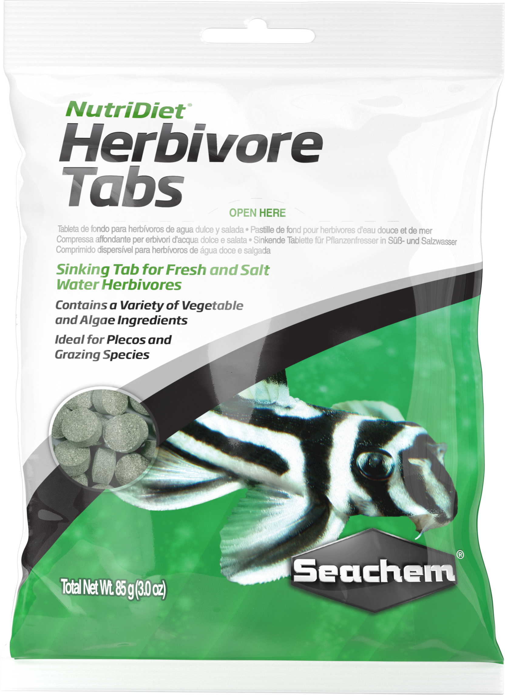 Seachem NutriDiet Herbivore Tabs 85g | Probiotic Sinking Fish Food ...