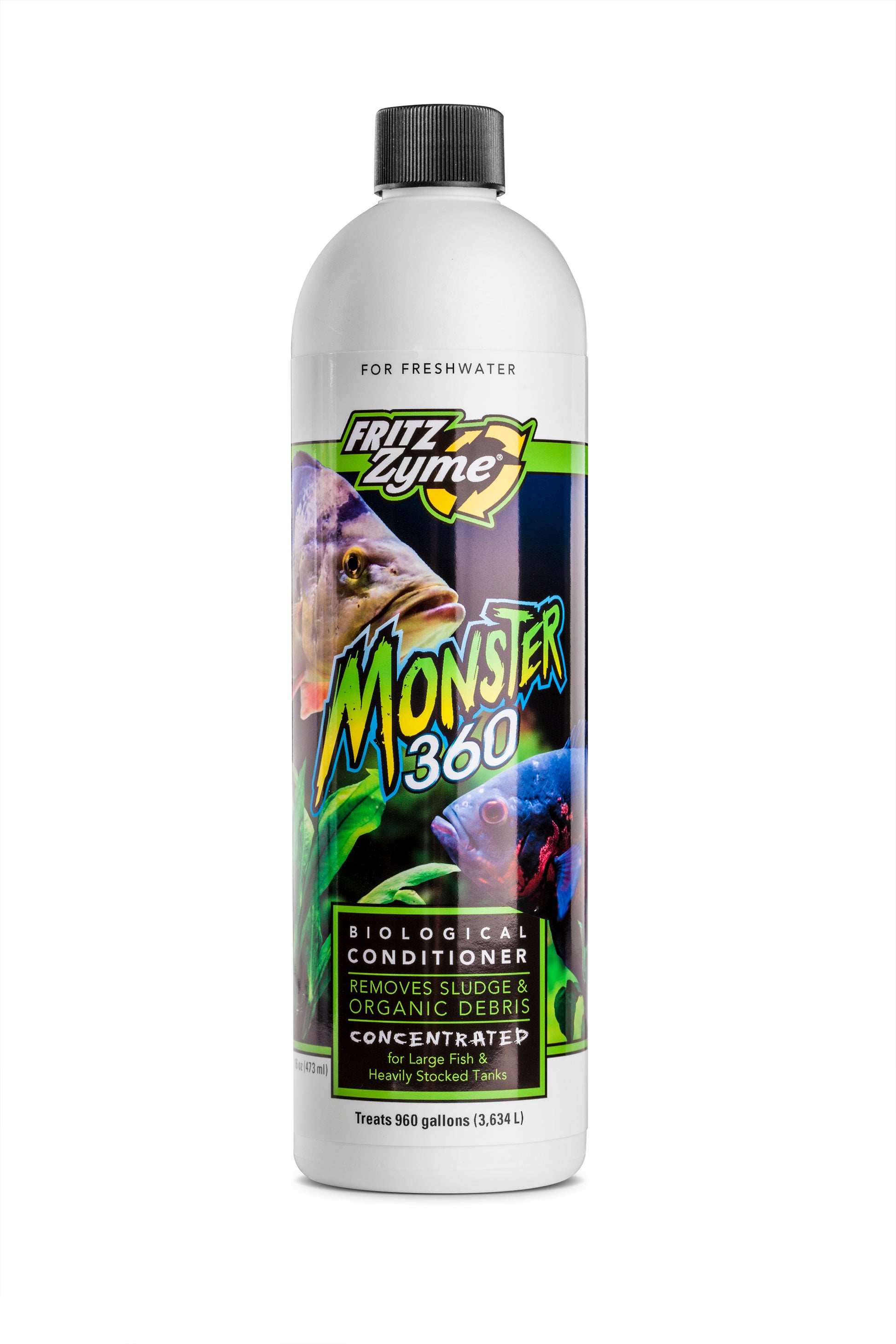 FritzZyme Monster 360 - 8 oz freshwater biological conditioner that removes sludge and organic debris from heavily stocked aquariums