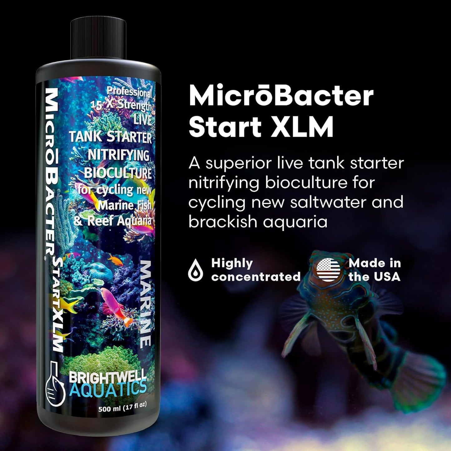 Brightwell Aquatics MicroBacter Start XLM – 15× Live Nitrifying Bioculture – 500 ml