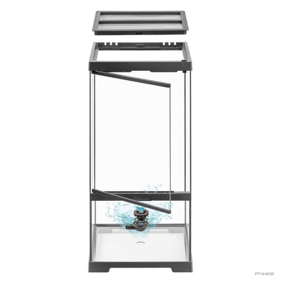 Exo Terra Pro Paludarium extra-tall front-opening glass enclosure with a deep waterproof base and stainless steel screen top