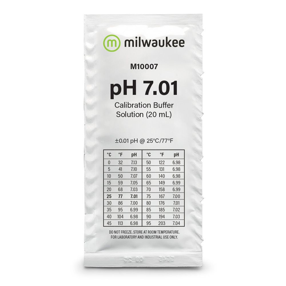 Milwaukee M10007 pH 7.01 calibration buffer solution, single-use 20 mL aquarium sachet