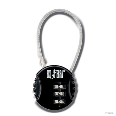 Exo Terra Terrarium Lock, black combination cable lock with three-dial code