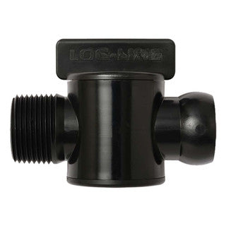 Loc-Line NPT valve for 3/4 inch system, male thread to ball socket with built-in shutoff