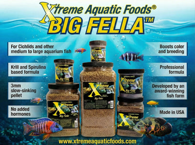 Xtreme Big Fella 3mm slow-sinking pellet freshwater cichlid and large fish food