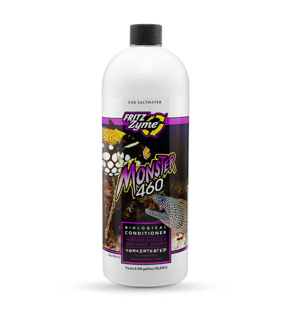 FritzZyme Monster 460 saltwater biological conditioner 32 oz bottle, sludge removing bacteria