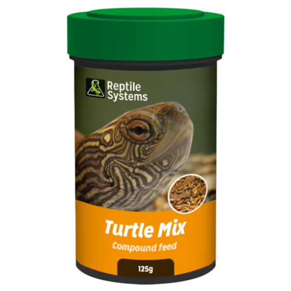Reptile Systems Turtle Mix 125g tub, complete compound feed for aquatic turtles with fish and shrimp